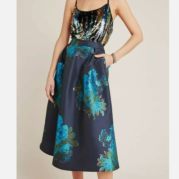 Anthropologie Maeve Ronette Jacquard Midi Skirt - Picture 1 of 10